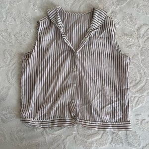 Vintage brown and white pinstripe cropped blouse